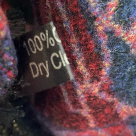 100% cashmere long scarf wrap muffler multi colored burgundy rust navy - Picture 6 of 7